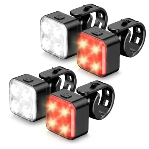 Akale Bike Lights Set, Rechargeable Bicycle Lights Front and Rear, 4 Light Mode Options, Bike Headlight, IPX4 Waterproof, Easy to Install for Men Women Road ( 2 Pack )