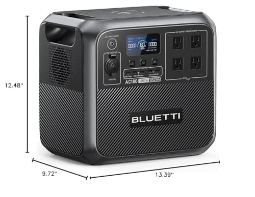 BLUETTI Portable Power Station AC180, 1152Wh LiFePO4 Battery Backup w/ 2 1800W (2700W peak) AC Outlets, 0-80% in 45Min, Solar Generator for Camping, Off-grid, Power Outage 8