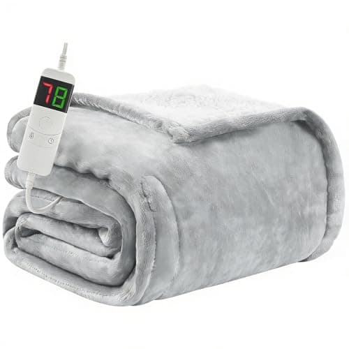 BOMOVA Heated Electric Blanket Full- 72" x 84" Heating Blanket with 10 Heating Levels & 8 Hours Auto Off, Warm Flannel Blanket, Christmas Birthday Gifts for Women