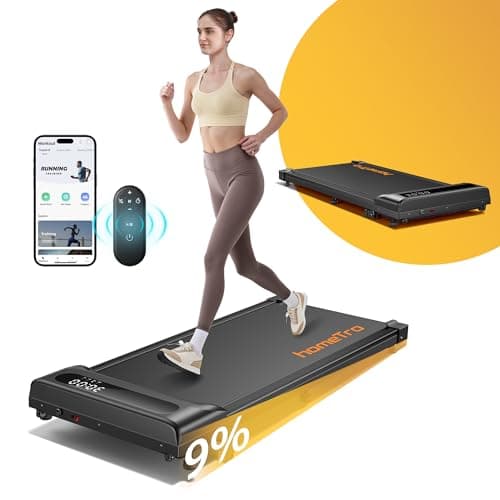 homeTro 3.0HP Walking Pad with 9% Incline, 0.6-5 MPH, Compact & Portable Under Desk Treadmill for Home/Office, Maximum 265lbs Capacity, Remote, APP Control, for Jogging/Running, Assemble Free, Red