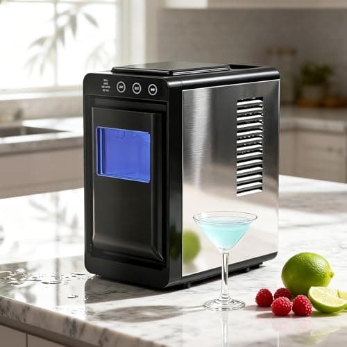 Havato Countertop Ice Maker with 2 Ice Sizes Adjustable,8 Bullet Ice in 6 Mins,26lbs/24Hrs,Self-Cleaning Portable Ice Maker Machine with Touch Display,Blue Light for Home/Office/Bar, Black 8