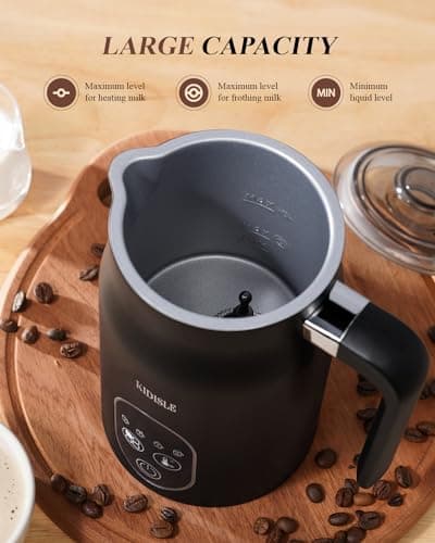 KIDISLE Electric Milk Frother, 4 In 1 Milk Frother and Steamer With Temperature Control, Automatic Warm and Cold Foam Maker for Coffee, Latte, Hot Chocolate, Cappuccinos, Macchiato, Black 6