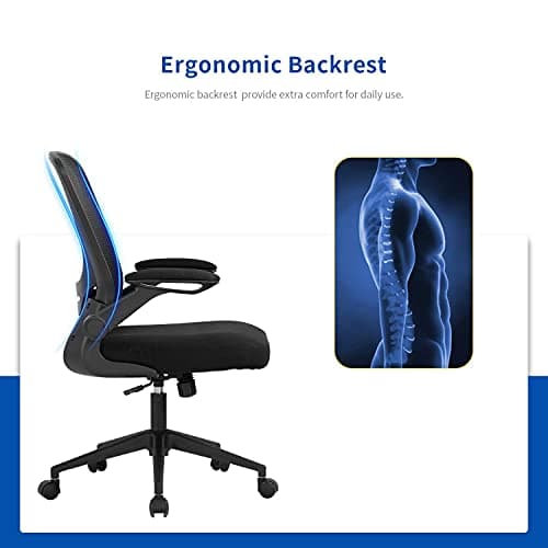 Home Office Chair Ergonomic Desk Chair Mesh Computer Chair Swivel Rolling Executive Task Chair with Lumbar Support Arms Mid Back Adjustable Chair for Men Adults, Black 5