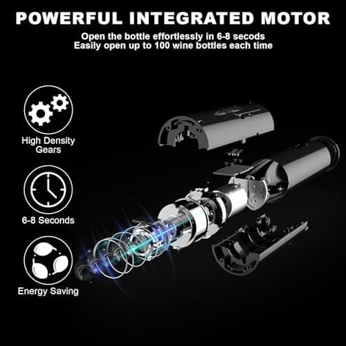 COKUNST Electric Wine Opener with Vacuum Pump, USB Rechargeable Wine Bottle Opener with Foil Cutter, Vacuum Stopper, Cordless Automatic Corkscrews Remover Gift Kit for Home Kitchen 8