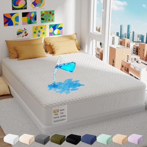 OhGeni 100% Waterproof Mattress Protector,Full Size Mattress Soft Pad,Pet Hair & Bedwetting Resistant,Cooling Breathable Fitted Sheets,Washable Bed Cover,Non-Slip Deep Pocket,Noiseless for Guest Rooms
