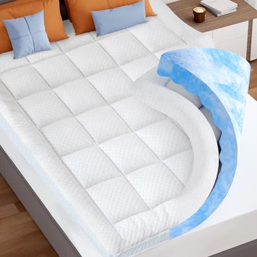 KAYFIA Mattress Topper Full with Dual Layer 3 Inch Memory Foam, 2 Inch Cooling 7-Zone Gel Memory Foam Plus 1 Inch Down Alternative Pillow Top Mattress Topper,Deep Pocket, Support for Back Pain Relief