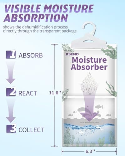 Ksend Moisture Absorbers 8 Packs - 9.8 oz Dehumidifier Bags, Portable Moisture Hanging Bags for Closet, Bathroom and Kitchen, Fragrance Free, 11.8'' x 6.3'' 7