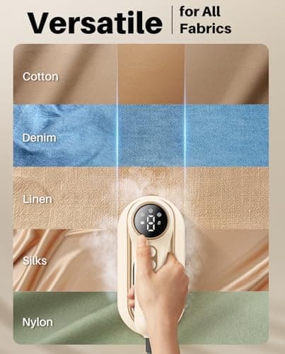 1200W Portable Travel Steamer Iron for Clothes - 4 Modes, LCD Display, 10S Fast Heating, 180° Swivel Handle, Powerful Wrinkle Remover for Home, Dorm, and Travel – White 9