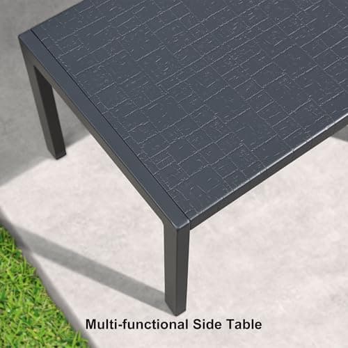 PURPLE LEAF Outdoor Chaise Lounge with Wheels for Outside 2 Pieces Aluminum Patio Lounge Chair with 5 Adjustable Position Recliner for Patio, Beach, Yard, Pool, Side Table Included, Grey 8