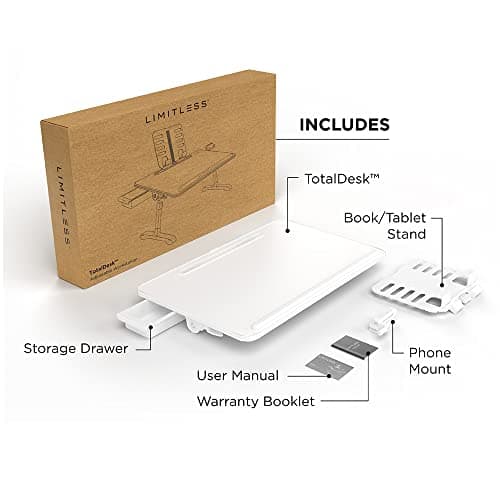 Limitless TotalDesk Portable Workstation and Lap Desk with Adjustable Height & Tilt (White) 5