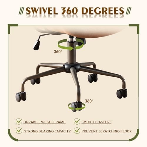 CAODOC High Back Office Chair,Modern Swivel Office Chair,Brown Suede Fabric Gaming Chair,Height Adjustable Home Office Desk Chair with Lumbar Support 6