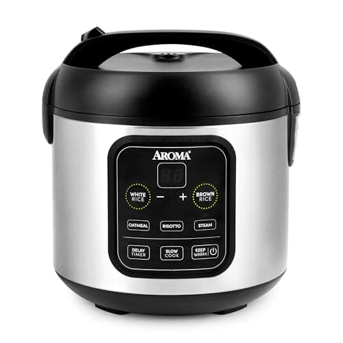 Aroma Housewares ARC-994SB Rice & Grain Cooker Slow Cook, Steam, Oatmeal, Risotto, 8-cup cooked/4-cup uncooked/2Qt, Stainless Steel