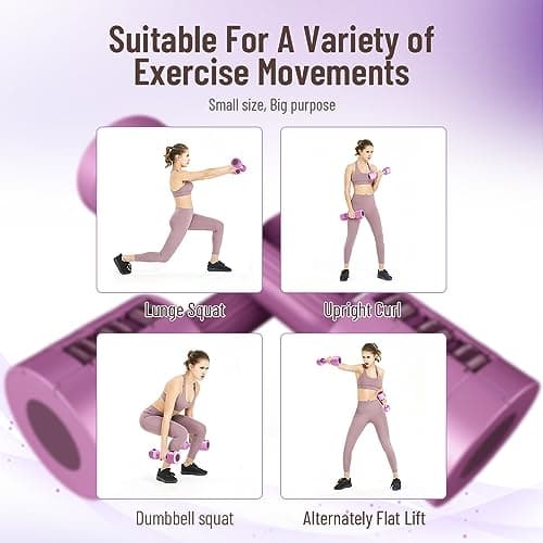 GLAUCUS Adjustable Weight Dumbbells Set- A Pair 4lb 6lb 8lb 10lb (2lb-5lb Each) Free Weights Set for Women at Home Gym Equipment Workouts Strength Training for Teens,Purple 6