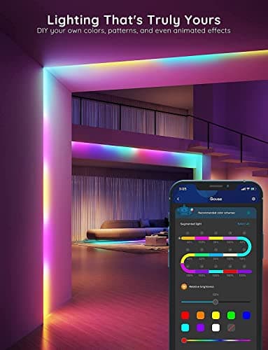 Govee RGBIC LED Strip Lights, Smart LED Lights for Bedroom, Bluetooth LED Lights APP Control, DIY Multiple Colors on One Line, Color Changing LED Strip Lighting Music Sync, Home Decor, 16.4ft 5