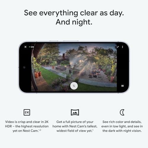 Google Nest Cam Outdoor (Wired, 2nd Gen) - Security Camera with 2K Video and Gemini, Night Vision, 2-Way Audio - Works with Google Home - 2025 Model - Snow 6