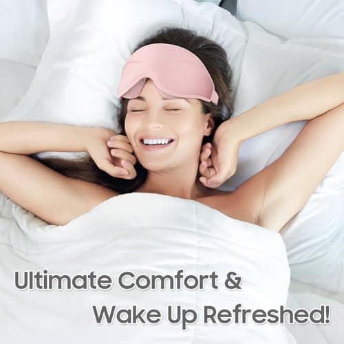 MOEASEii Sleep Mask - Total Blackout 3D Sleeping Mask, Super Lightweight & Silky Soft Eye Mask for Sleeping, Fully Adjustable Fit for Home, Office, Traveling, Meditation, Yoga, Pink 8