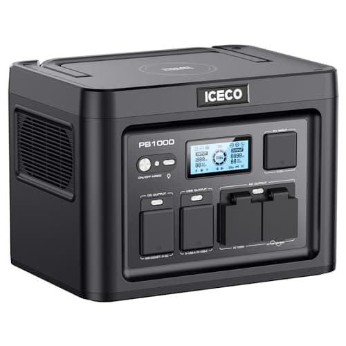 ICECO PB1000 Portable Power Station, 1075Wh Battery/ 1.6 Hour Fast Charging, with 2x1200W AC Outlets, Solar Generator for Home Backup, Emergency, Outdoor Camping 9