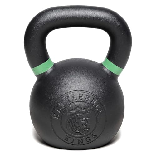 Kettlebell Kings Powder Coated Kettlebell Weights 5-90LB - Cast Iron Kettlebells Set for Strength Training - Stable Grip Control - American Style Weight Increments