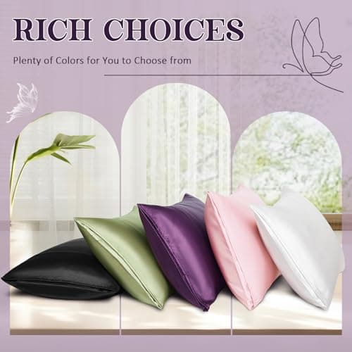 Heywaller Satin Pillowcases for Hair and Skin - Purple Standard Size Pillow Cases 2 Pack - Similar to Silk Pillowcases with Envelope Closure - Soft & Silky Pillow Covers for Him or Her 7