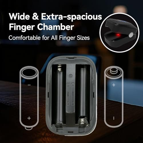 Pulse Oximeter Fingertip, Fast SpO2 Reading Accurate Oxygen Monitor Fingertip Oximeters with Alarm for Seniors Portable Blood Oxygen Saturation Monitor Black with Silicone Cover 7