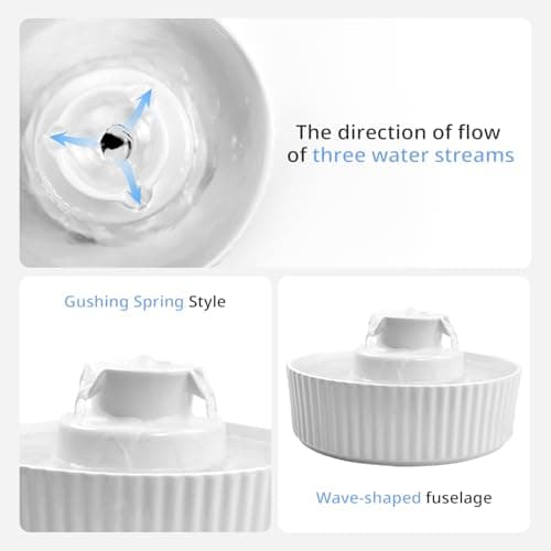 Waatoos Ceramic Cat Water Fountain, 2.1L/71oz Cupcake Pet Water Fountain for Cats and Dogs, Automatic Pet Drinking Fountain with Pump, Filter & Foam (White) 5
