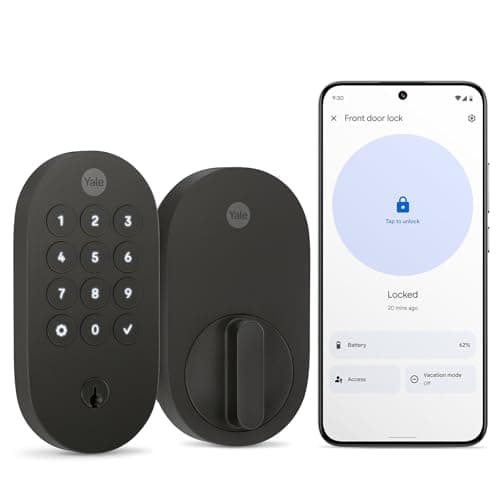 Yale Matte Black Keyed Deadbolt Smart Lock with Google Matter, YRD510-MT1-BLK