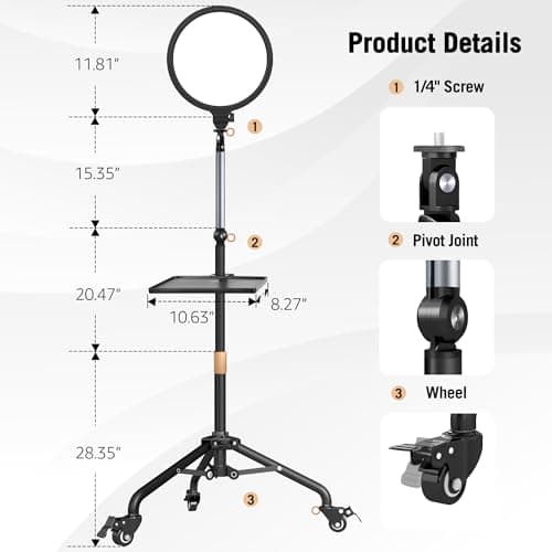 10” Ring Light, 76" Overhead Fill Light with Moveable Stand & Flexible Arm 5