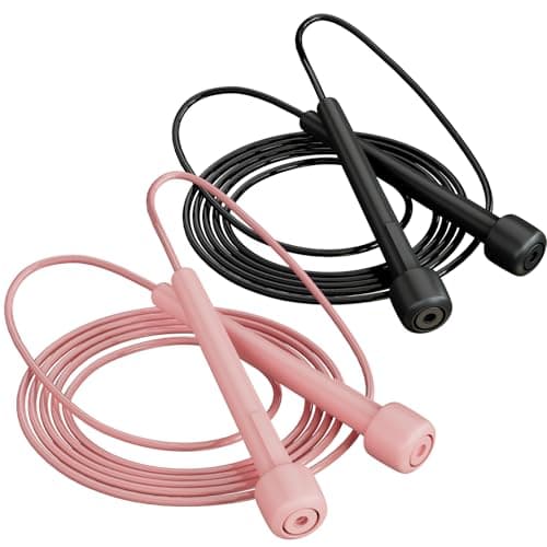 POCFOINY 2 Pack Jump Rope for Fitness, Speed Rope Skipping Rope for Men, Kids and Women, Jumping Rope for Workout, Tangle-Free PVC Long Jump Rope Set, Adjustable Exercise Jumping Rope Boxing for Adult
