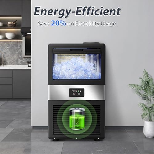 Commercial Ice Maker Machine 90LBS/24H with 18LBS Storage Bin, Stainless Steel Under Counter Large Ice Machine, 2 Water Inlet Modes, Freestanding and Built in Ice Maker for Bars, Home and Offices 9