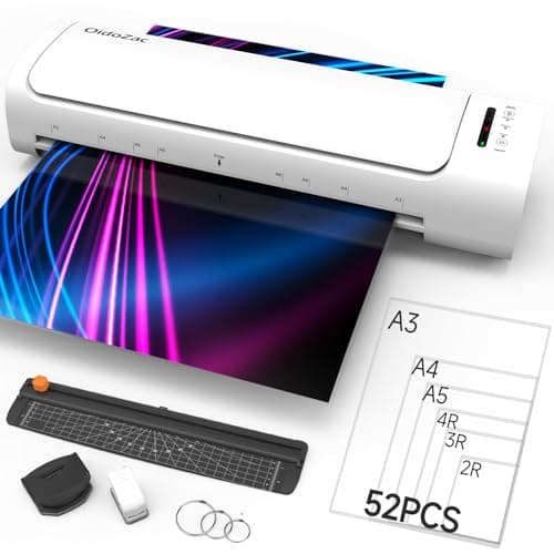 Laminator Machine 13 Inch, 60s Quick Warm-Up Never Jam Laminating Machine with 52 Laminating Sheets, 9 in 1 A3 Thermal Machine Hot & Cold with Paper Trimmer Corner Rounder for Office School Home Use