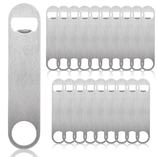QTLCOHD 20 Pack 7 Inch Flat Bottle Opener, Stainless Steel Bottle Openers Bulk Silver Beer Bottle Opener Bartender for Kitchen Bar or Restaurant