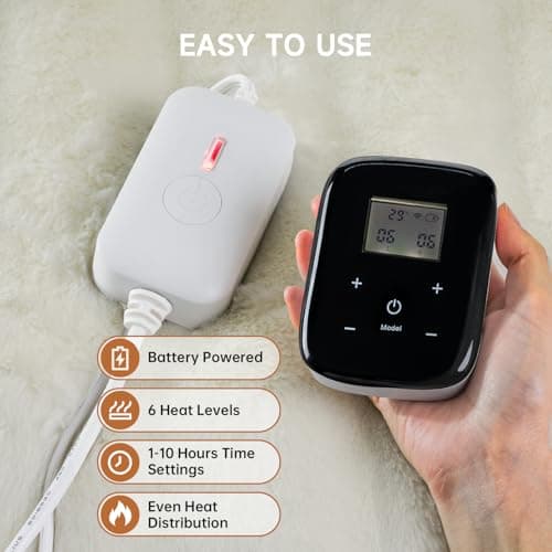 TiMiCalda Heated Comforter Blanket Queen - Fluffy Faux Rabbit Fur Thick Comforter with 6 Heat Levels & 1-10 Hours Time Settings, Wireless LCD Controller, 90"x90", Cream 5