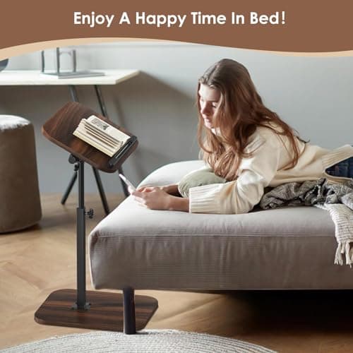 iabifo Sofa Couch Arm Table Tv Tray Small Bed Stand C Shaped Side End Tables for Living Room, Bedroom, Bedside Walnut 5