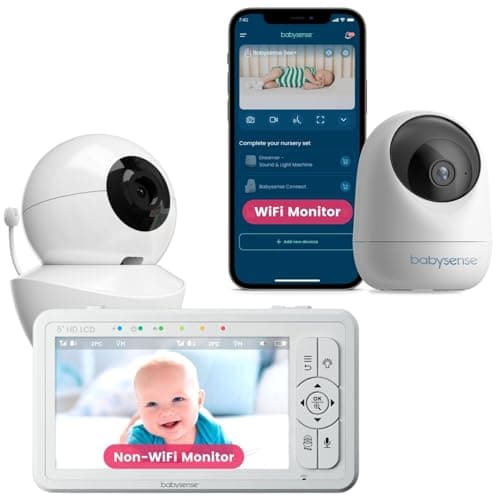 Babysense HDS2 5” HD Non-WiFi Baby Monitor Bundle with FullPeek WiFi Camera (2 Items)