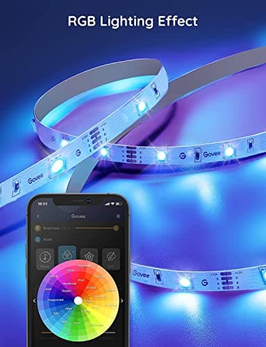 Govee Smart WiFi LED Strip Lights, 50ft RGB Led Strip Lighting Work with Alexa and Google Assistant, Color Changing Light Strip, Music Sync, LED Lights for Bedroom, Home Decor, Easy to Install 7