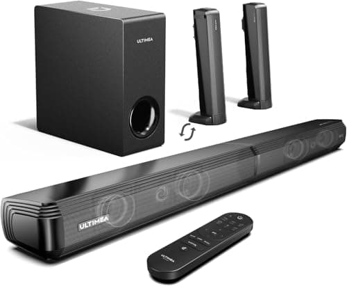 ULTIMEA 4.1ch Sound Bar for Smart TV with Dolby Atmos, 2-in-1 Bluetooth 5.3 Soundbar with Subwoofer, 280W Peak Power, 3 EQ Modes TV Soundbar, Bass Adjustable, HDMI eARC, Apollo S60, 2025 Upgraded