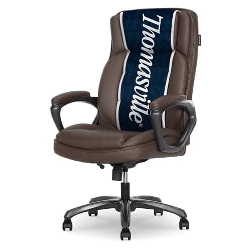 Thomasville Lansing Big & Tall Office Chair, High-Back DeskChair, Adjustable Ergonomic Support, Semi-Plush ComfortCraft Seat Cushion Technology, Padded Headrest and Armrests, Vegan Leather, Dark Brown