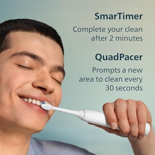 Philips Sonicare 1100 Series Electric Toothbrush - Sonic Toothbrush with Advanced Sonic Technology, EasyStart, Smartimer & Quadpacer, White, Model HX3641/02 6