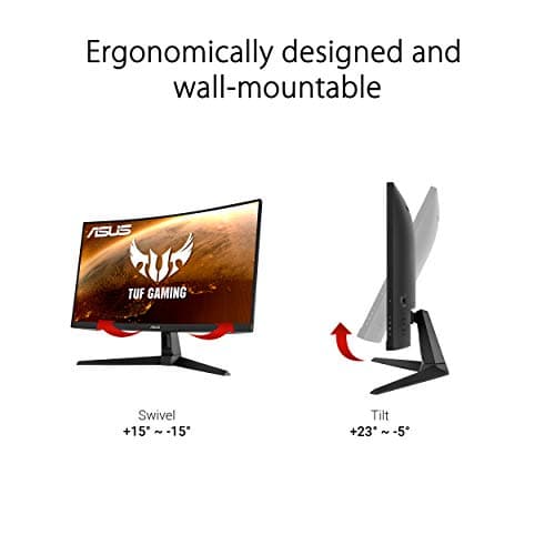 ASUS TUF Gaming VG27VH1B 27” Curved Monitor, 1080P Full HD, 165Hz (Supports 144Hz), Extreme Low Motion Blur, Adaptive-sync, FreeSync Premium, 1ms, Eye Care, HDMI D-Sub, Black 7