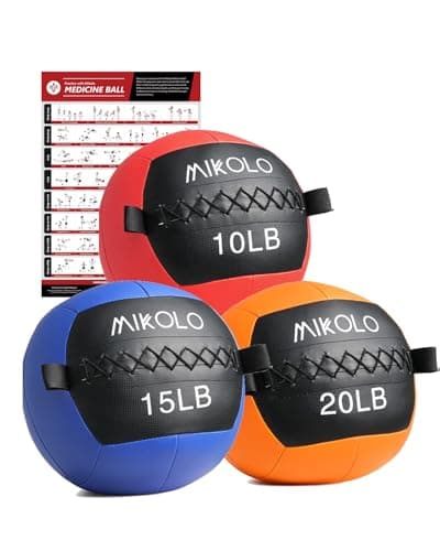 Mikolo Medicine Ball, Wall Ball,Soft Medicine Ball Set,Slam Ball for Core Training, Strength Workouts -Multi-Weight 10lbs 20lbs Exercise Balls for Home Gym, Functional Fitness (10/15/20/25LB)