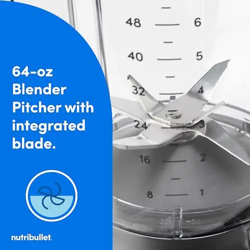 nutribullet® SmartSense Blender Combo, 1400W, 64oz Pitcher, 32oz & 24oz Cups, 5-Speed, Smoothies, Ice and Frozen Fruit, Nut Milk, Soup, Matte Black, NBF50700AK 7