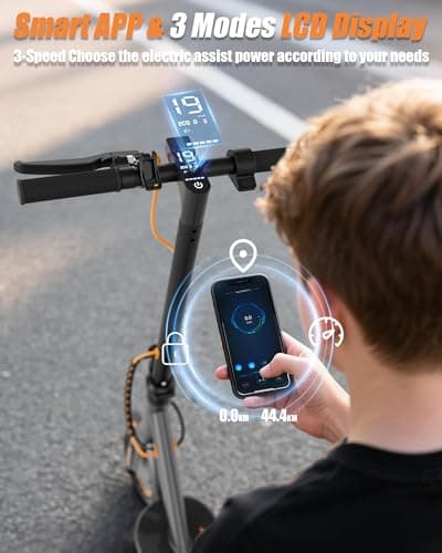 MAXSHOT Electric Scooter Adults & Big Kids, 350W Powerful Motor, Top Speed 16/19MPH, 12/16/19/21Miles Range, 8.5" Solid Tires Folding Commuter Escooter with Dual Suspension for Commuting, APP Control 5