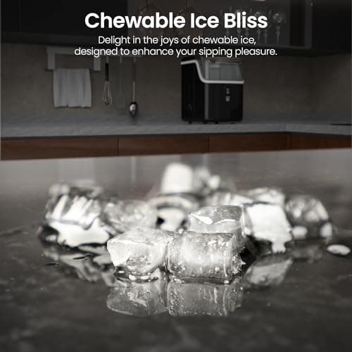 Kismile Nugget Ice Makers Countertop,Portable Ice Maker Machine with Crushed Ice, 35lbs/Day,One-Click Operation,Self-Cleaning Countertop Ice Machine,Pellet Ice Maker Countertop for Home/Kitchen/Office 7