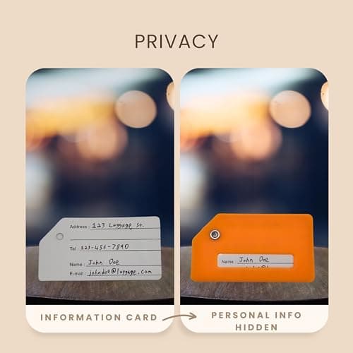 5 Pack Silicone Luggage Tag with Stainless Loop and Name Id Card, Perfect for Suitcases, Handbags and Luggage 7