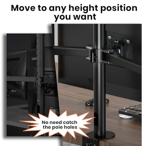 Quad Monitor Mount for 17-32 Inches - Fully Adjustable Heavy Duty 4 Monitor Arm Desk Mount, Max Load 22lbs per Screen, Clamp/Grommet, VESA 75/100 mm, Black 8