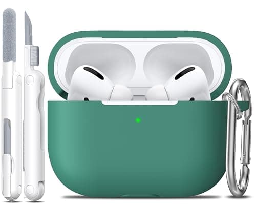 R-fun for AirPods Pro 2nd/1st Generation Case with Cleaner Kit,Soft Silicone Protective Case Cover for Apple AirPod Pro 2/1 for Women Men,AirPods Pro Case Accessories with Keychain,Pine Green