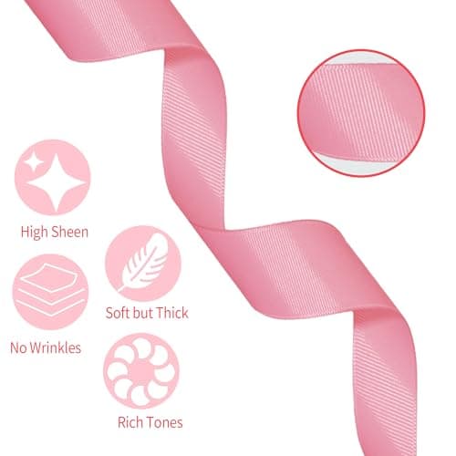 Grosgrain Ribbon 3/8 inch 20 Colors 5 Yards/Roll, Total 100 Yards Per Package for Christmas Tree, Wreath Decorations, Bow Making, Gift Wrapping, Flower Bouquet 5
