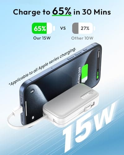 A ADDTOP 2-Pack Mini-Portable-Charger-with-Built in-Cables - 5000mAh Small Power Bank PD QC Fast Charging USB-C External Battery Pack for iPhone 16/15/14/Android 4
