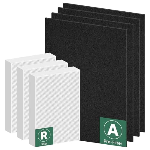 Improvedhand HPA300 HEPA Filter Replacement for Honeywell Air Purifier HPA304 HPA3300b HPA5300 HPA5350 HPA8350 HPA300VP, Compared to HRF-R3 (3 True HEPA R Filters and 4 A Pre-Cut Carbon Pre-Filters)