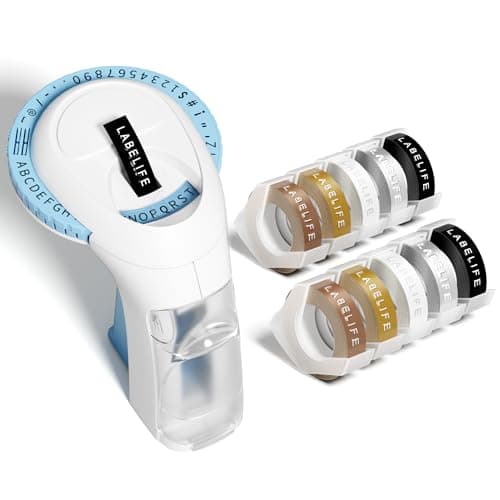 Labelife Embossing Label Maker Machine with Tapes,Omega S Vintage Embossed Label Maker,Retro Embossing Machine with 3 Rolls 3D Embossing Label Tapes Waterproof for Home Office Kids DIY Crafting, Blue 9